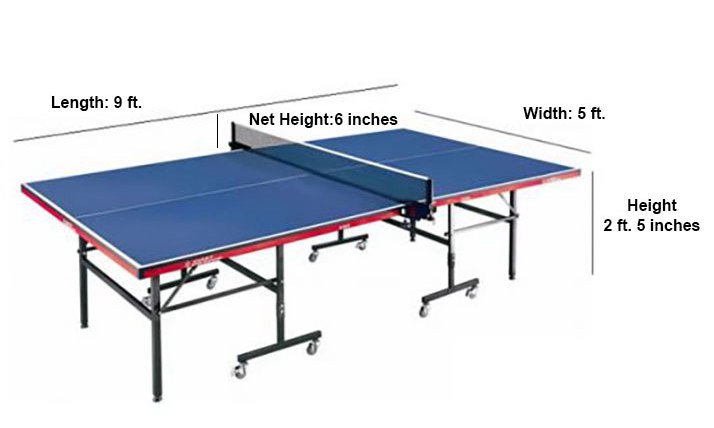 The size of the ping pong table